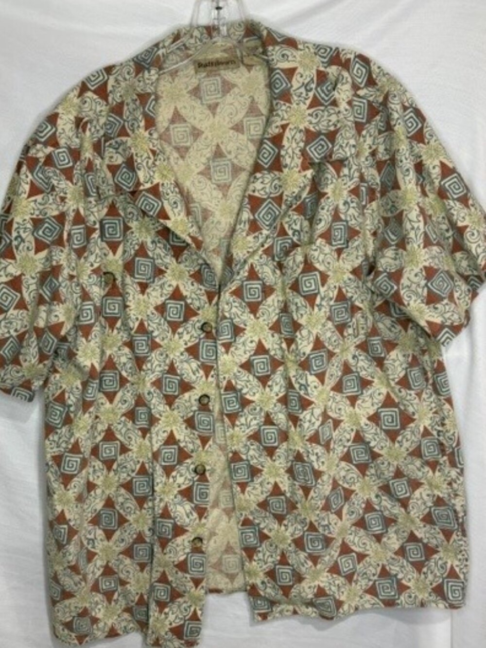Ruff Hewn Men's Short Sleeve Button Up Linen Blend Breathable Shirt Size Large